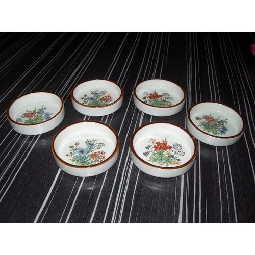 Lot De 6 Coupelles En Gré Décors Fleuris Neuves