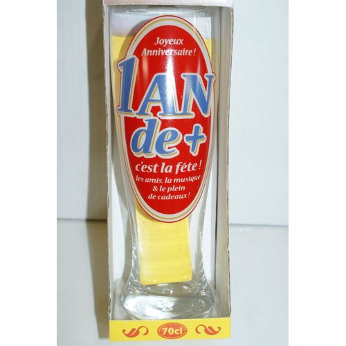 Verre A Biere Geant 24 Cm  Joyeuse  Anniversaire 1 An De Plus