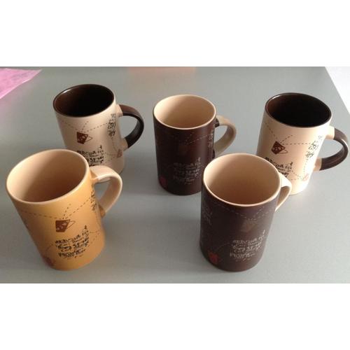 Lot De 5 Mugs Marron