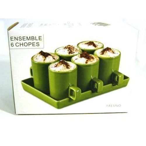 Ensemble 6 Chopes + 1 Plateau En Céramique