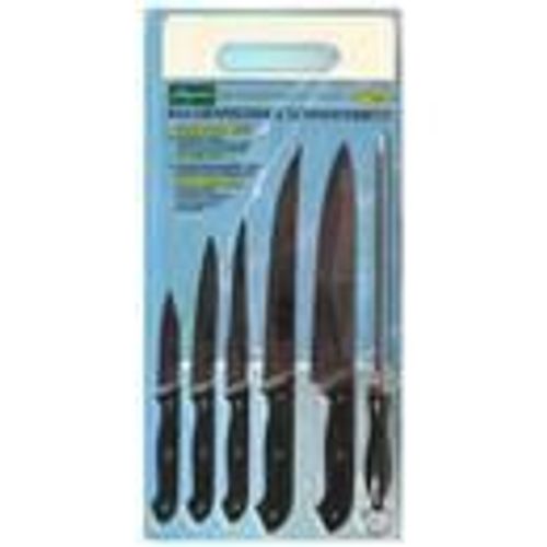 Lot De 5 Couteaux + Fusil À Aiguiser + Planche À Découper
