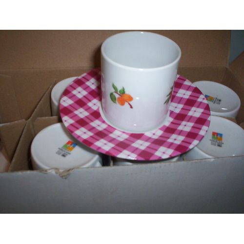 8 Tasses + 6 Sous-Tasses Porcelaine Harmonie