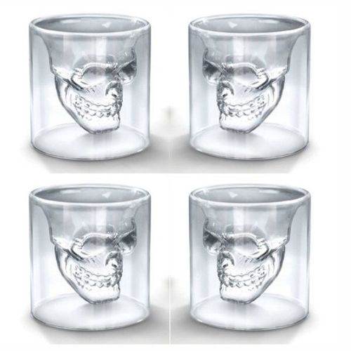 Lot De 4 Verres Tete De Mort / Shooter À Cocktail Mojito Shaker Pilon