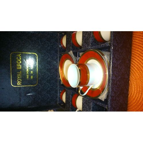6 Tasses Et Soucoupes Dorées 24 Carats Royal Epoqua Neuves