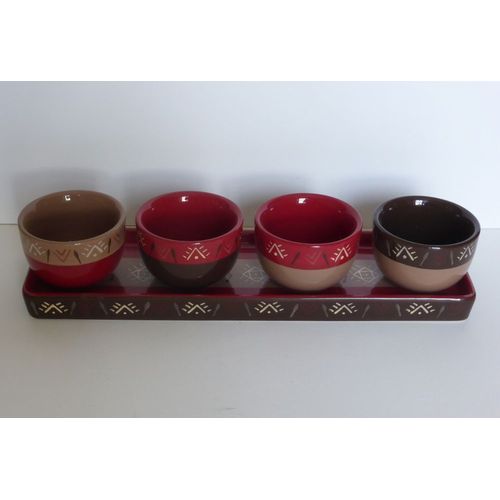 Ensemble 4 Coupelles + Plateau Motifs Asiatiques
