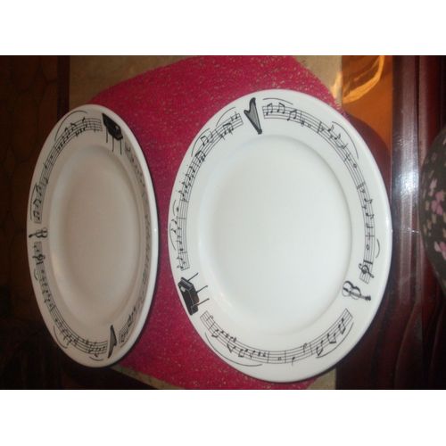 Lot De 2 Assiettes Décors Piano