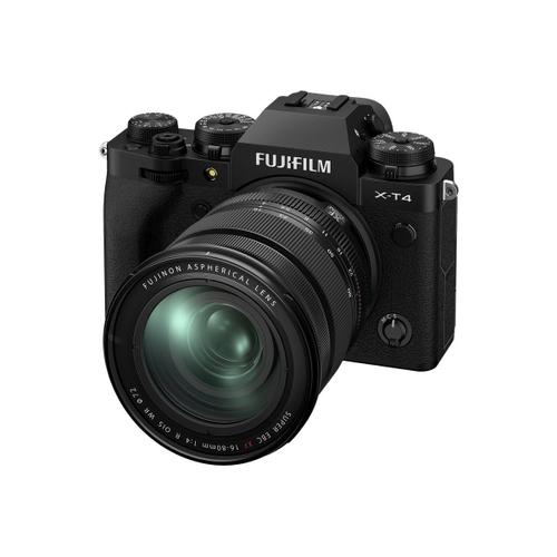 Appareil photo Système sans miroir Fujifilm X Series X-T4 Appareil photo numérique - sans miroir - 26.1 MP - APS-C - 4K / 60 pi/s - 5x zoom optique Objectif XF 16-80mm R OIS WR - Wi-Fi, Bluetooth...