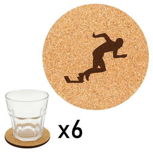Lot De 6 Dessous De Verre En Liège Gravés Athlétisme