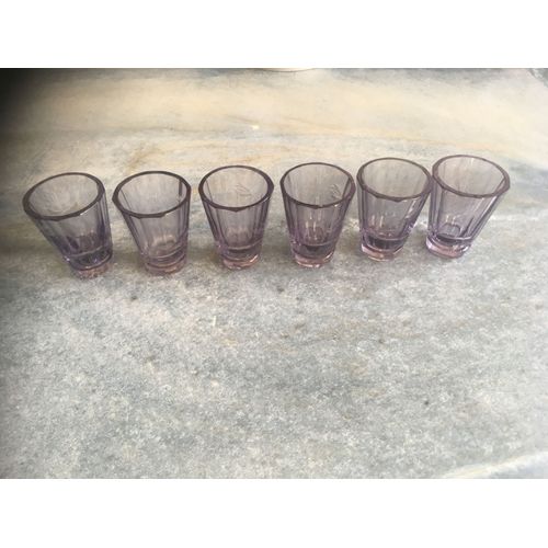 6 Petits Verres À Digestif Couleur Mauve