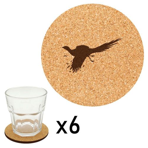 Lot De 6 Dessous De Verre En Liège Gravés Oiseau 4