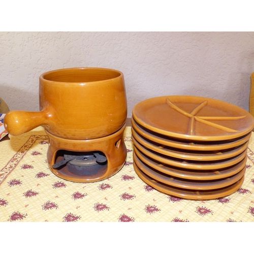 Service À Fondue En Terre Cuite