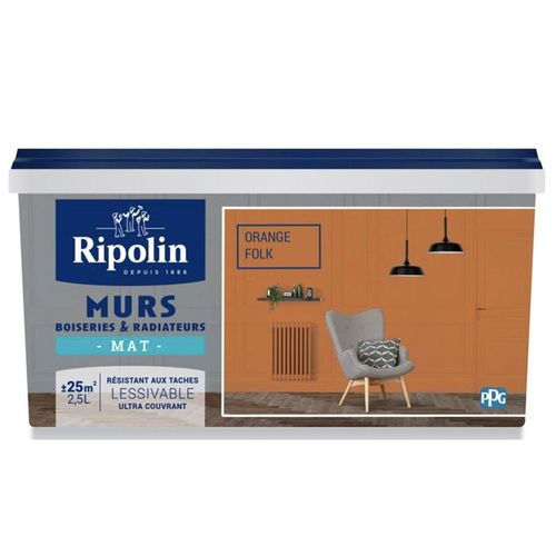 Peinture Murs, Boiseries, Radiateurs RIPOLIN Orange folk Mat 2,5 L