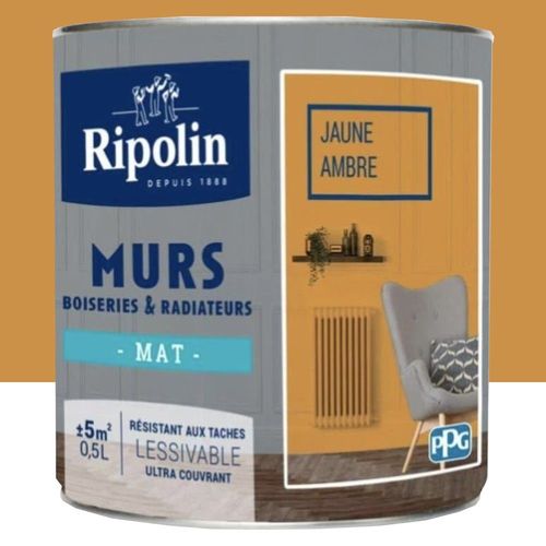 Peinture Murs, Boiseries, Radiateurs RIPOLIN Jaune ambré Mat