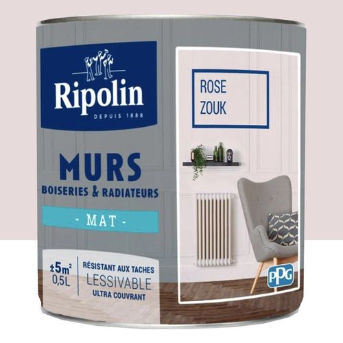 Peinture Murs, Boiseries, Radiateurs RIPOLIN Rose zouk Mat 0,5 L
