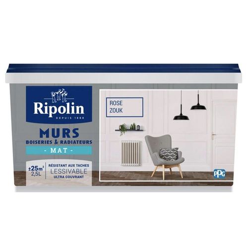Peinture Murs, Boiseries, Radiateurs RIPOLIN Rose zouk Mat 2,5 L