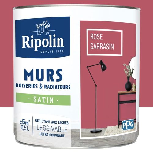 Peinture Murs, Boiseries, Radiateurs RIPOLIN Rose sarrasin Satin 0,5 L