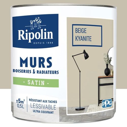 Peinture Murs, Boiseries, Radiateurs RIPOLIN Beige kyanité Satin 0,5 L