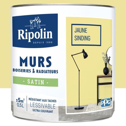 Peinture Murs, Boiseries, Radiateurs RIPOLIN Jaune sinding Satin 0,5 L