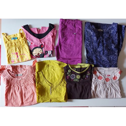 Lot Vêtements Fille - 10 Ans - Printemps Été - 1 Robe, 1 Pantalon, 2 Blouses, 3 Tee-Shirt, 1 Tee-Shirt Manches Longues - Dpam, Tout Compte Fait, La Compagnie Des Petits...
