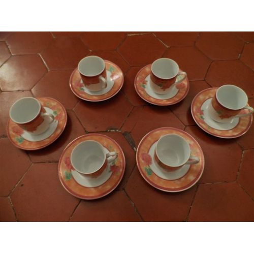 6 Tasses À Café Et Soucoupes