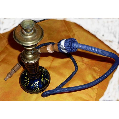 Narguilé Marocain Verre Et Laiton 32 Cm