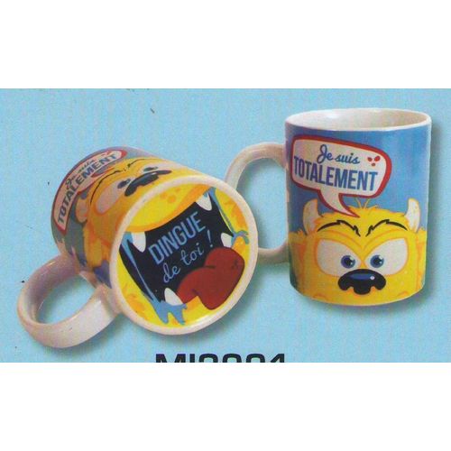 Mug Comics Sérigraphié  Je Suis Totalement Dingue D E Toi