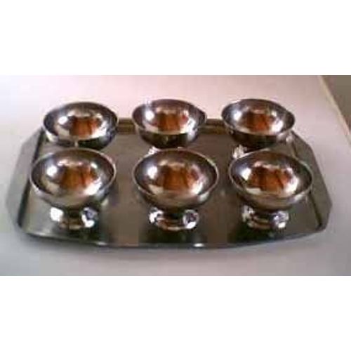 Service À Glaces En Inox - Plateau + 6 Coupelles