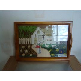 Plateau En Verre Et Bois
