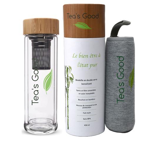 Tea's Good® Théière Nomade Isotherme En Verre Double Paroi - 450 Ml