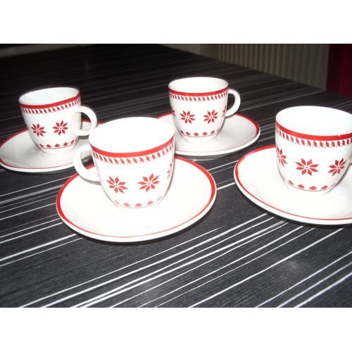 Service À Café 4 Tasses Et Sous Tasses Modèle Esprit Nordique  Neuf