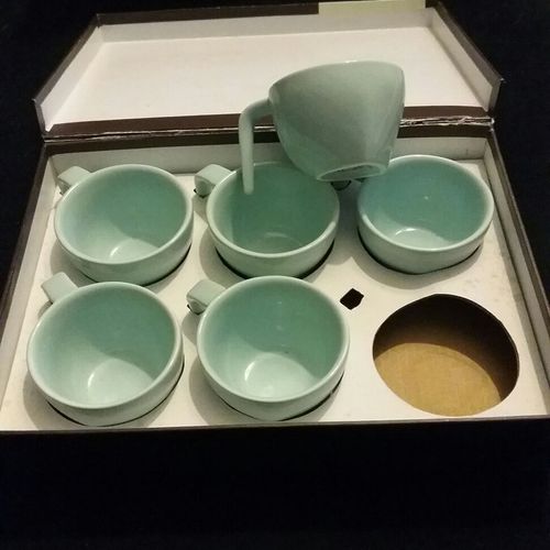 6 Tasses Bleu Vert D'eau De 8 Cl