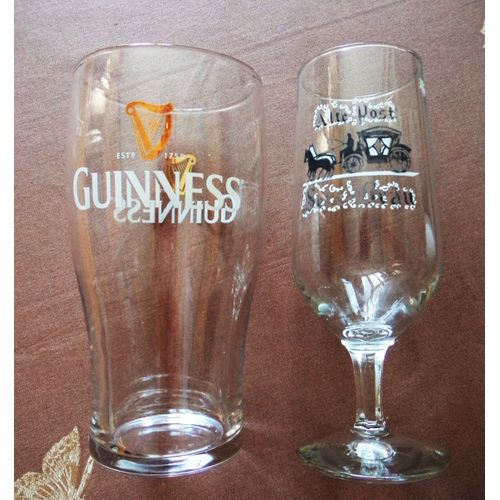 Lot De Verres À Biere Alte-Post Setz-Brau De 25cl  À Pied Et Guinness De 50cl