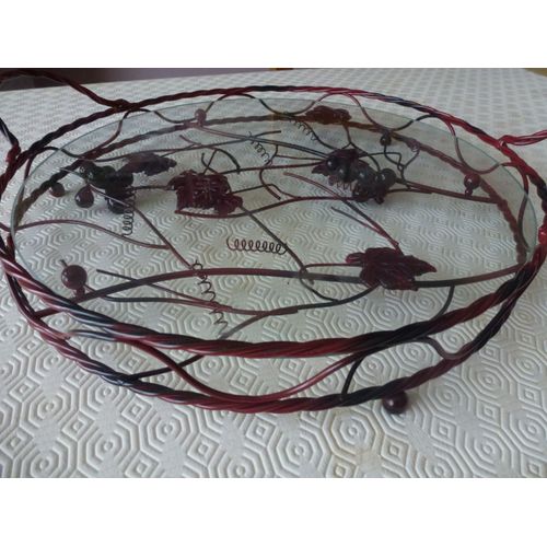 Plateau A Fromages En Verre Et Metal Rouge Fonce