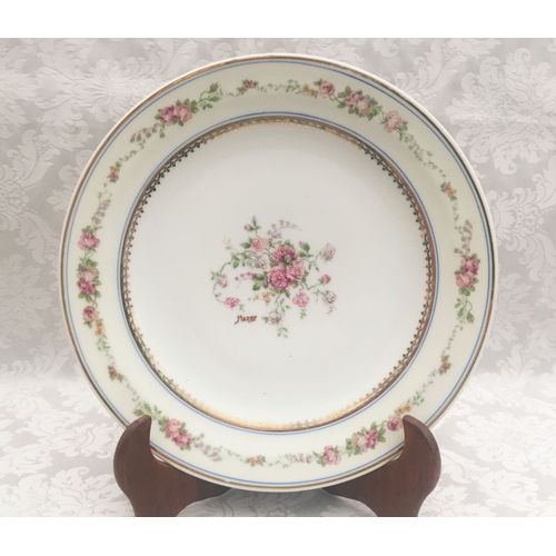Ancienne Assiette A Gâteaux Porcelaine De Limoges Décorée A La Main Signée Art