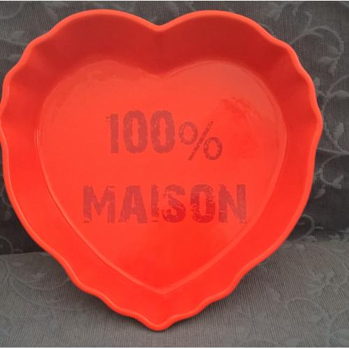 Moule À Gateau En Céramique Forme Coeur Inscription "100% Maison"