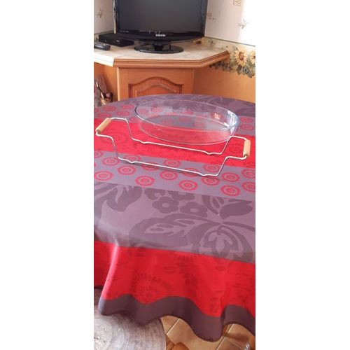 Plat Ovale Pyrex Avec Son Support Pour Le Transporter Dim. 39 X27x 6 Cm De Haut .