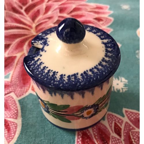 Petit Pot À Moutarde En Faience Blanche Peinte À La Main Moutarde De Dijon Parisot