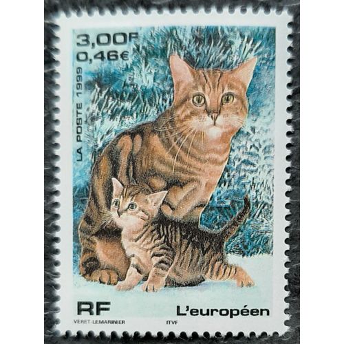 Timbre N° 3284 - Chat - L'européen - 1999
