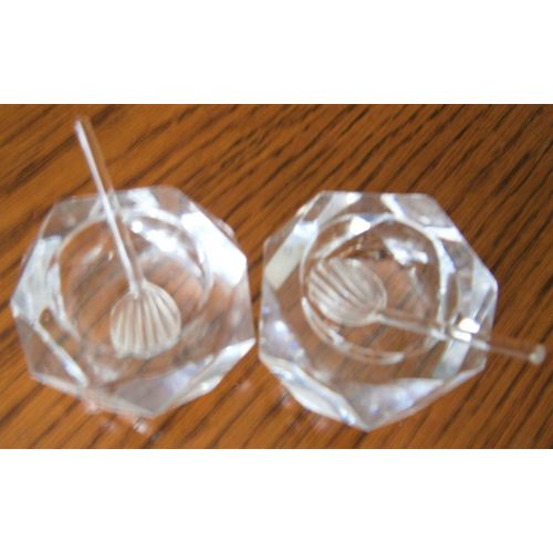 Paire Salière & Poivrière En Cristal Avec Petite Cuillère Doseur En Cristal -Cristal St Louis- Art- Table