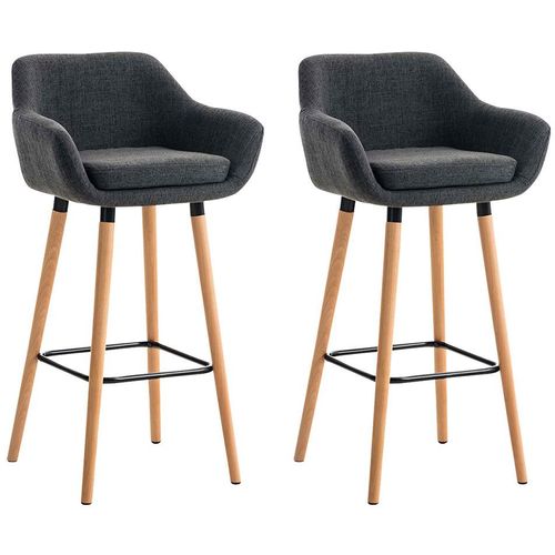 Lot De 2 Tabourets De Bar Design Et Confortable En Tissu Gris Foncé Avec Accoudoirs Et Repose-Pieds 10_0000274