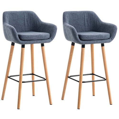 Lot De 2 Tabourets De Bar Design Et Confortable En Tissu Bleu Avec Accoudoirs Et Repose-Pieds 10_0000276