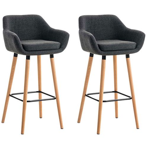 Lot De 2 Tabourets De Bar Design Et Confortable En Tissu Gris Clair Avec Accoudoirs Et Repose-Pieds 10_0000273