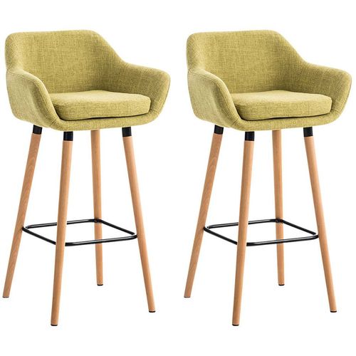Lot De 2 Tabourets De Bar Design Et Confortable En Tissu Vert Clair Avec Accoudoirs Et Repose-Pieds 10_0000272