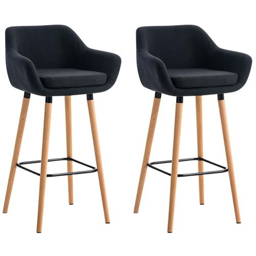 Lot De 2 Tabourets De Bar Design Et Confortable En Tissu Noir Avec Accoudoirs Et Repose-Pieds 10_0000271