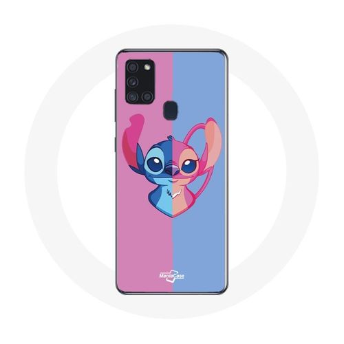 Coque Samsung Galaxy A21s Stitch Et Angel Bleu Rose