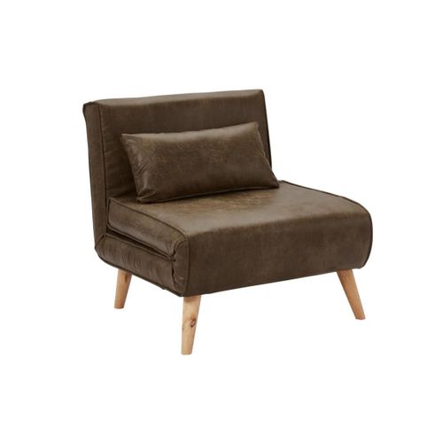 Fauteuil Convertible Posio En Microfibre Vieillie - Marron