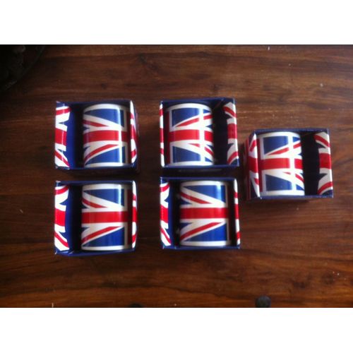 Lot De 5 Mugs Drapeau Royaume Uni Union Jack Avec Boite