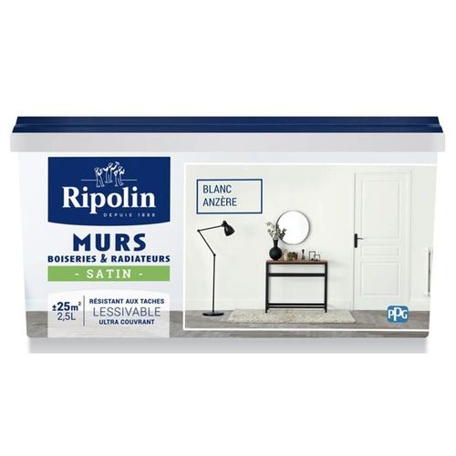 Peinture Murs, Boiseries, Radiateurs RIPOLIN Blanc anzère Satin 2,5 L