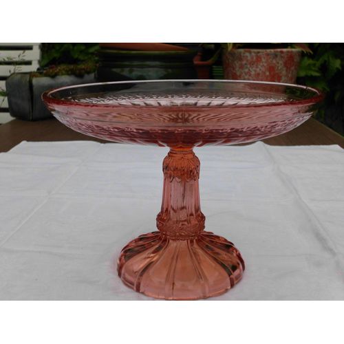 Ancienne Coupe , Corbeille À Fruits En Verre Rose