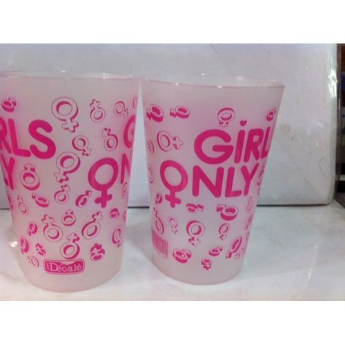 Lot De 3 Verres Plastique 25cl Serigrapghié Sur 2 Cotés Only Girls